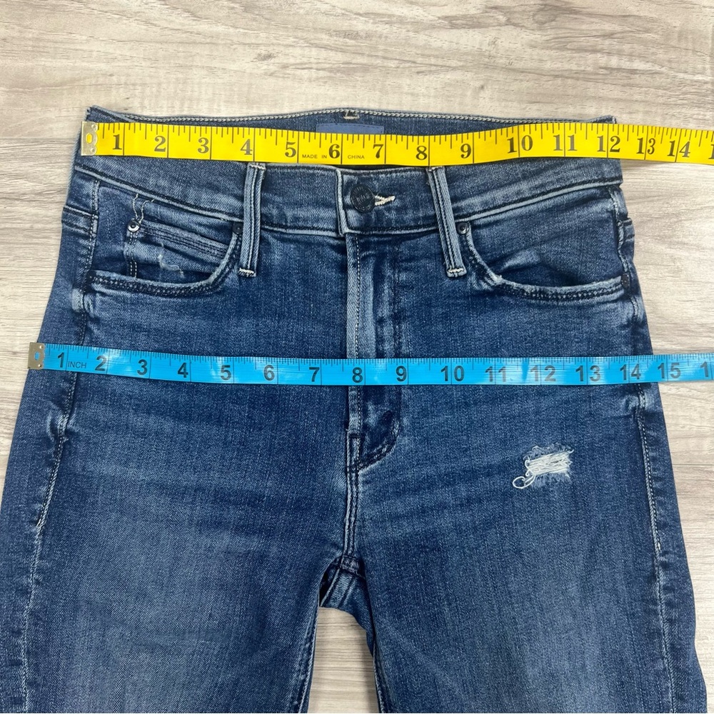 Mother The Mid Rise Dazzler Ankle Fray Jeans in Weekend Warrior Size 24 - Picture 14 of 16